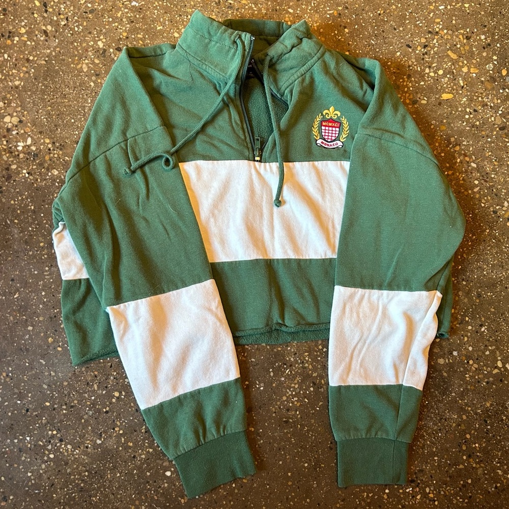 FREE with purchase: Cropped Quarter Zip Sweatshirt Monaco Emblem